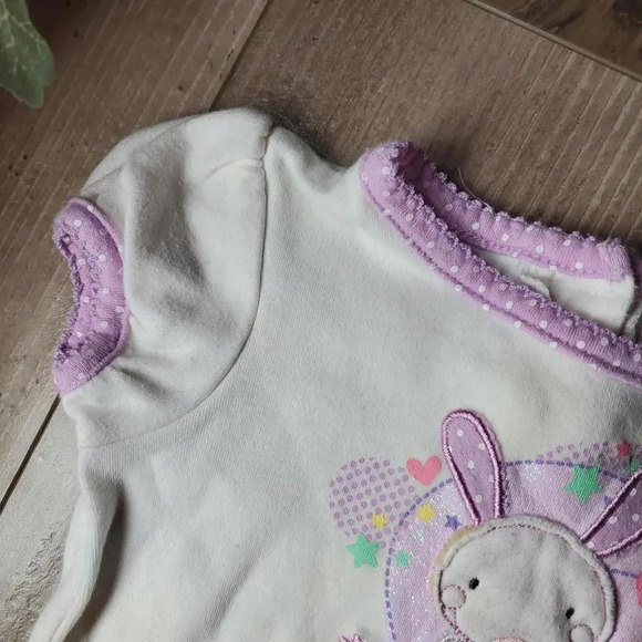 BabyWorks "Sweet Friend" Glittery White and Purple Polka Dot Bunny Top 3-6MOS - Picture 7 of 12